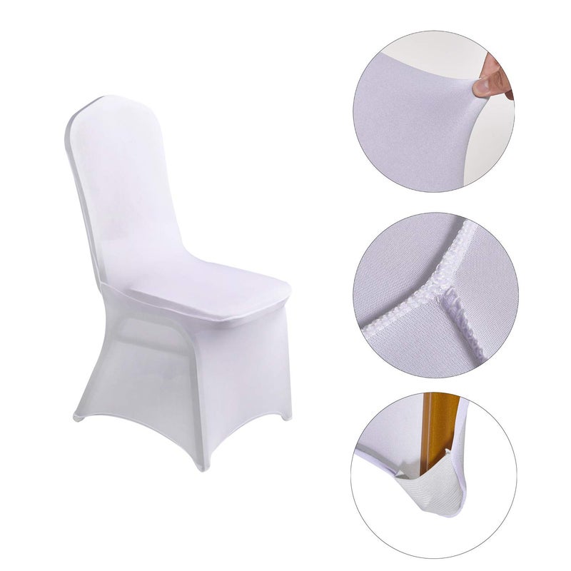 LZY 10pcs Spandex Chair Cover Stretch Slipcovers for Wedding Party, Dining Banquet Chair Decoration Covers (White, 10) - Image 3